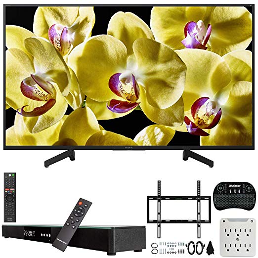 Sony XBR-43X800G 43-inch 4K Ultra HD LED Smart TV (2019) Bundle with Deco Gear 31-inch Sound Bar, Deco Mount Flat Wall Mount Kit, Deco Gear Wireless Keyboard, 6-Outlet Surge Adapter with Night Light