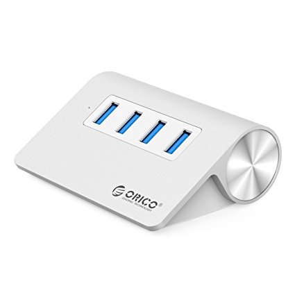 ORICO Aluminium 4 Port USB 3.0 Hub with 2 Ft USB 3.0 Cable, Bus Powered-Silver