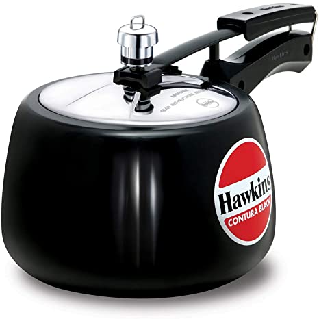 Hawkins Contura Black 3 Litre Pressure Cooker, Hard Anodised Cooker, Handi Cooker, Black (CB30)