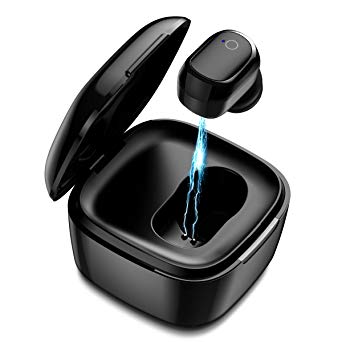 Wireless Earphones,Wireless Sports Bluetooth Earphone/Stereo-Ear Mini Sweatproof Headphones with Noise Cancelling and Charging Case for iPhone X/8/7/6s plus Samsung Galaxy S8, S8 Plus（One Pcs,Black）