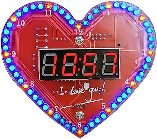 Gikfun Heart Shaped 4 Bits Digital Flashing LED Electronic Soldering Clock Kits Soldering Practice Learning Board DIY Kit for School Project EK1980