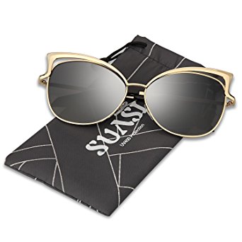SUASI Womens Metal Cat Eye UV-400 Lens Wayfarer Sunglasses 8041
