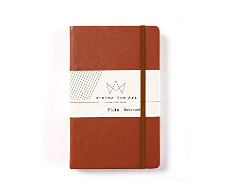 Minimalism Art | Classic Notebook Journal, Size: 5" X 8.3", A5, Brown, Plain/Blank Page, 192 Pages, Hard Cover/Fine PU Leather, Inner Pocket, Quality Paper - 100gsm | Designed in San Francisco