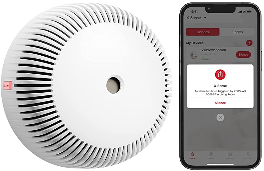 X-Sense Smart Smoke Detector Fire Alarm with Advanced Photoelectric Sensor, Replaceable Battery Wi-Fi Smoke Detector (Battery Included), Notifications on App, XS03-WX