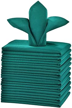 Cieltown Polyester Cloth Napkins 1-Dozen, Solid Washable Fabric Napkins Set of 12, Perfect for Weddings, Parties, Holiday Dinner (20 x 20-Inch, Hunter Green)