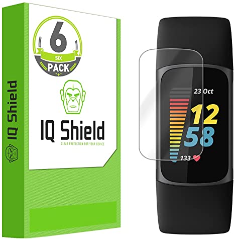 IQ Shield Screen Protector Compatible with Fitbit Charge 5 (6-Pack) Anti-Bubble Clear Film