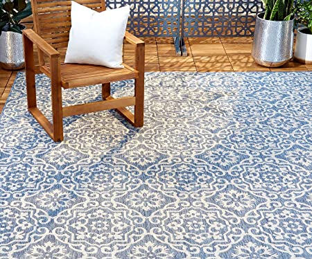 Nicole Miller Patio Country Danica Indoor/Outdoor Area Rug, Blue/Gray, 3'11"x5'2" Rectangle