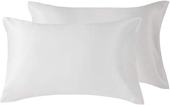 Love's cabin 2-Pack Satin Pillowcases Set for Hair and Skin King Size 20x40 Bleaching White Pillow Case with Envelope Closure (Anti Wrinkle,Hypoallergenic,Wash-Resistant)