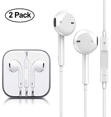 DayeCay Earphones, in Ear Headphones, Earbuds, Microphone Stereo Compatible/Replacement Apple iPhone 6s/6 Plus/5s/5/4s/4/iPad/iPod and More(2 Pack)
