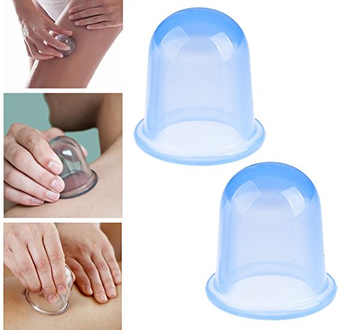 Beauty Skin Care Set of 2pcs Blue Silicone Cupping Tool For Deep Tissue Vacuum Massage Therapy, Fast Cellulite Removal, Firming And Shaping of Thighs, Stomach, Waist, Body Sculpting Through Fat And Weight Reduction, Pain And Stress Relief By VAGA