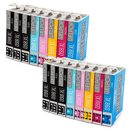 WELPOP 16 Pack 98XL Remanufactured ink cartridges Replacement for Epson 98 ink cartridges,High Yield 2 Set  4 Black Used for Epson Artisan 837 810 835 800 730 725 700