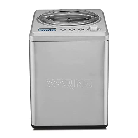 Waring Commercial WCIC25 2.5 Quart Capacity Ice Cream Maker with Built in Compressor, 180W, 120V, 5-15 Phase Plug