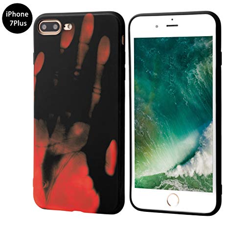 Seternaly Creative Thermal Sensor Cases Cool Cover for iPhone 7 Plus/iPhone 8 Plus [5.5"] Black to Orange