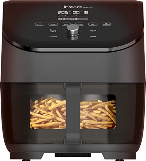 Instant Pot Vortex Plus with ClearCook - 5.7L Digital Health Air Fryer, Black, 6-in-1 Smart Programs - Air Fry, Bake, Roast, Grill, Dehydrate, Reheat, Large Capacity -1700W