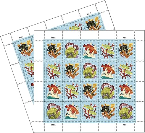 Coral Reefs Postcard 2 Sheets of 20 US First Class Forever POSTCARD Postage Stamps Sea (40 Stamps) Scott 5366