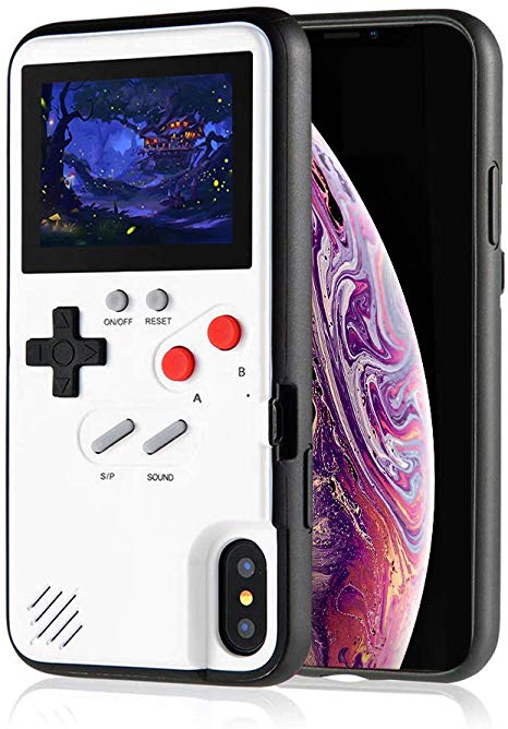 Handheld Retro Game Console Phone Case, Compatible with iPhone (White, 6/6s/7/8)
