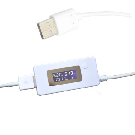 SainSonic USB Mini Charger Doctor, Amp Volt Digital Reader, Current Voltage Detection Tool, Mobile Power Charging Monitor, Backlight Display, White(3V-7V)