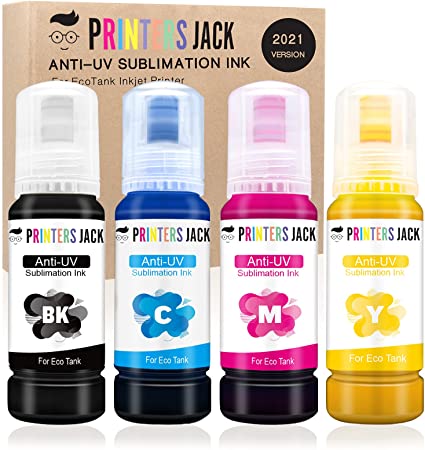 Printers Jack Sublimation Ink Refill for Epson EcoTank Supertank Printers ET-2720 ET-2760 ET-2750 ET-15000 ET-4700 ET-3760 400ml/Anti-UV/Upgrade Version/ICC Free