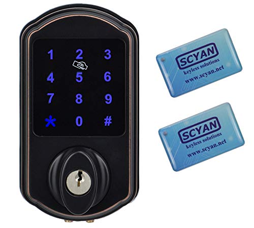 SCYAN D2 Touchscreen Keypad Deadbolt with Key Fob Access, Aged Bronze