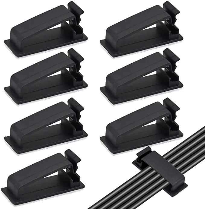 Doryum 50PCS Self Adhesive Cable Clips, Cable Drop Wire Holder, Ethernet Cable Clips, Cable Management, Wire Clips, Wire Cord Holder for TV PC Laptop Ethernet Cable Desktop Home Office - Noir