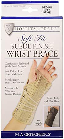 FLA Soft Fit Suede Left Finish Wrist Brace, Beige, Medium