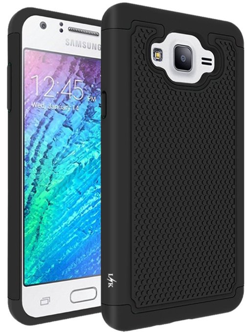 J7 Case, LK [Drop Protection] [Shock Absorption] Hybrid Dual Layer Armor Defender Protective Case Cover for Samsung Galaxy J7 (Black)