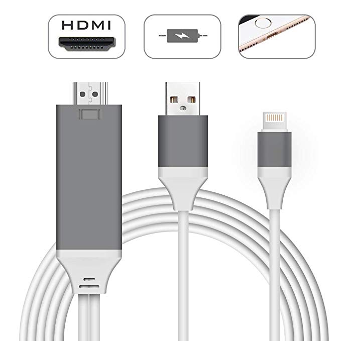Phone to HDMI Cable for TV，Aictoe 6.6ft Lighting to HDMI Adapter,HD Phone Pad to HDMI Adapter Cord,Phone HDMI Adapter Support Phone XS/XSmax/XR/X/8/7/6/plus Pad Pod to TV Projector Monitor(iOS 12)