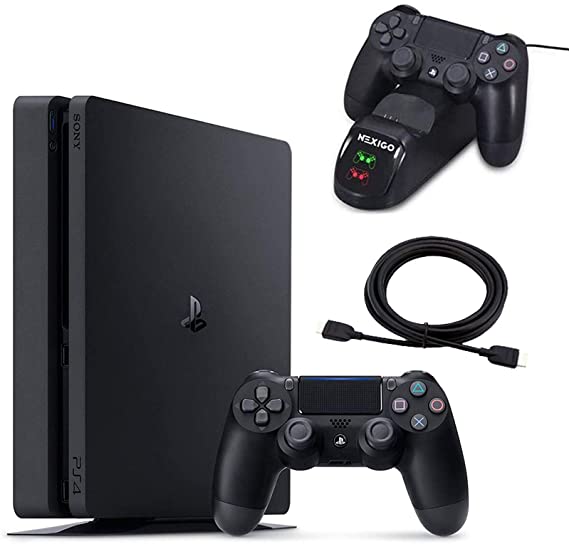 PlayStation 2020 4 PS4 Slim 1TB Console Holiday Christmas Family Bundle, Light & Slim PS4 System, 1TB Hard Drive   NexiGo_Charging Station Dock Bundle