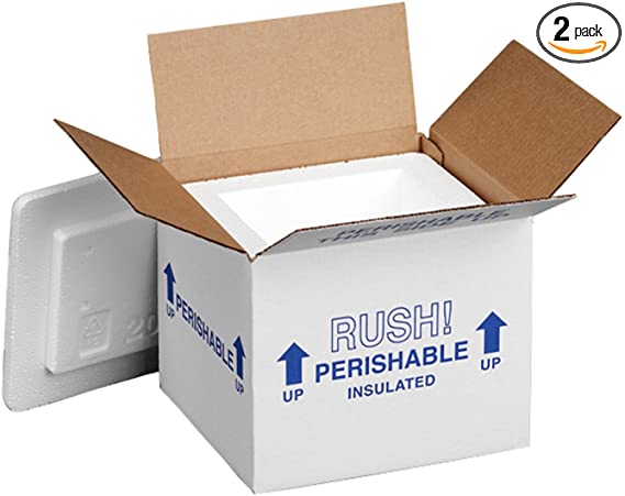 Polar Tech 205C Thermo Chill Insulated Carton with Foam Shipper, Small, 6" Length x 5" Width x 6-1/2" Depth (Case of 2)