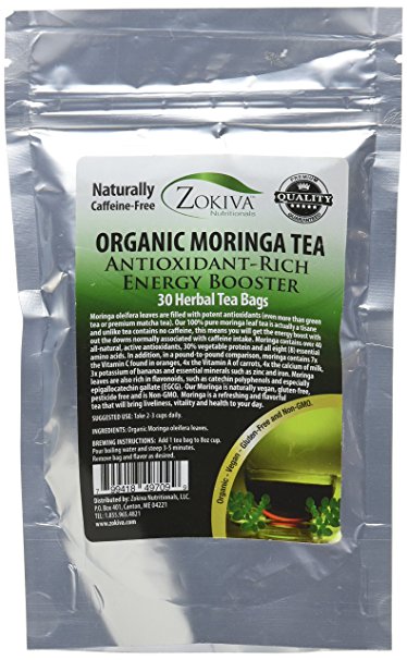 Moringa Tea Organic 30 Bags 100% Pure Antioxidant-Rich Energy Booster
