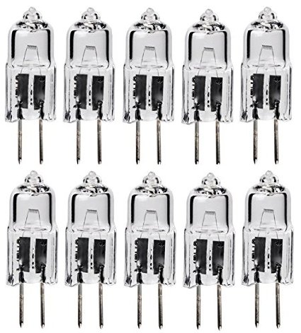 10Pack, 50 Watt 50W 12V 12 Volt G6.35 Bi-Pin JC Type Halogen Light Bulb GY6.35