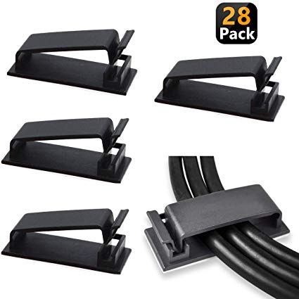 Cable Management Clips, Solowit Cable Organizers Wire Clamps Multipurpose Adhesive Cord Holder for TV PC Laptop Ethernet Cable Desktop Home Office