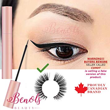 Benols Beauty Magnetic Eyeliner with 3D Magnetic Eyelashes & Tweezers, Black Waterproof Magnetic Liquid Eyeliner for Use with Magnetic False Lashes