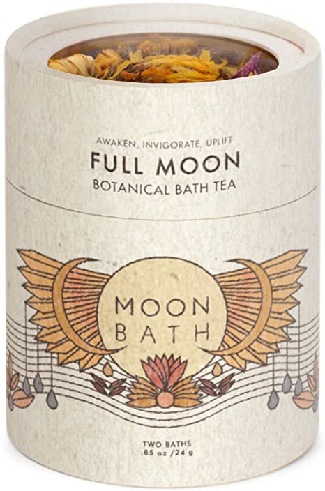 Full Moon Botanical Bath Tea| Herbal Ayurvedic Bath Soak for Energy & Sensuality w/ Rose, Calendula & Ginger. Organic& Natural Body Care for Lunar Alignment.For Pitta Dosha.Loose Leaf Flowers. 2 BATHS