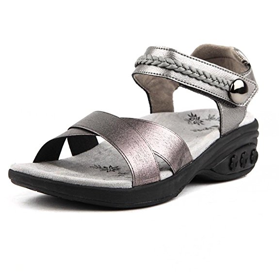 Therafit Rose Women's Leather Adjustable Strap Wedge Sandal - For Plantar Fasciitis/Foot Pain