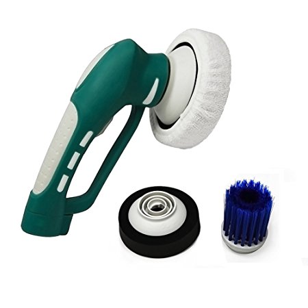 Electric Car Polisher Automatic Rotary Car Waxer Shine Set Automobile Polishers and Buffers Kit with Replacement Brush Head and Rechargeable Battery - Blue