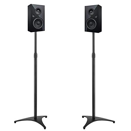 PERLESMITH Adjustable Height Speaker Stands-Extends 30" to 45"- Hold Satellite & Bookshelf Speakers Weight up to 8lbs-Heavy Duty Floor Stands for Surround Sound-1 Pair (Model: PSSS1)