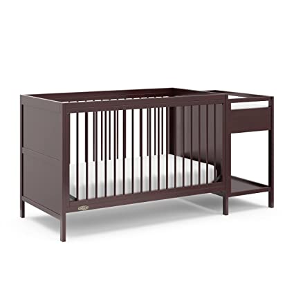 Graco Fable 4-in-1 Convertible Crib & Changer (Espresso) – GREENGUARD Gold Certified, Crib and Changing Table Combo, Includes Water-Resistant Changing Pad, Converts to Toddler Bed and Full-Size Bed