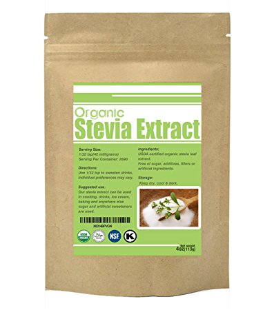Organic Stevia Extract Powder Natural Sweetener Sugar Substitute 4oz