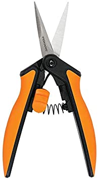 Fiskars Softouch Micro-Tip Pruning Snip, Non-Coated Blades, Orange/Black (399240-1003). 1-Count