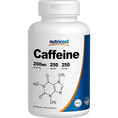 Nutricost Caffeine Pills, 200mg Per Serving (250 Caps)