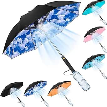 3 in 1 Uv Blocking Umbrella with Fan - Umbrella with Fan and Mister, Sun Umbrella Uv Protection, USB Rechargeable Sun Umbrella, Cooling Umbrella with Fan For Fishing, Golfing, Patio, Sand, Travel