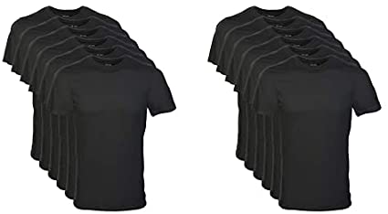 Gildan Men's Crew T-Shirt Multipack, Black (6 Pack), Medium & Gildan Men's Crew T-Shirt Multipack, Black, Large