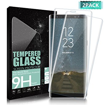 DANTENG Galaxy Note 8 Screen Protector, Full Screen Coverage (2 Pack) Ultra HD Clear Scratch Resistant Tempered Glass Screen Protector for Galaxy Note 8 - Transparent