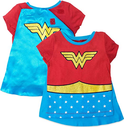 Warner Bros. Wonder Woman Girls' Costume Tee Shirt with Cape Red