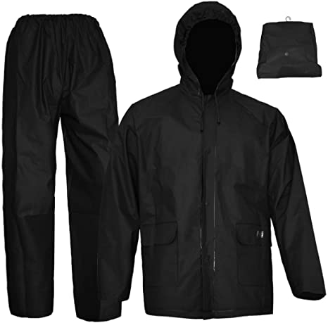 Rain Coat for Women Men Waterproof Jacket with Pants 2Pcs Ultra-Lite Suits EVA Reusable Portable Packable