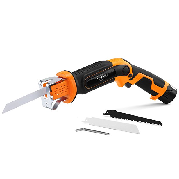 VonHaus 10.8V Electric Cordless Compact Garden Outdoor Pruning Saw - Branches, Wood, Plasterboard & Soft Metals - with spare blades