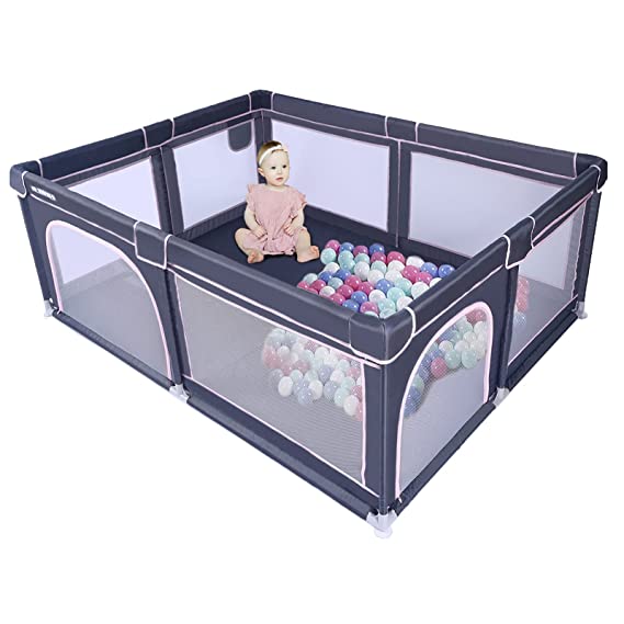 Baby Playpen, Extra Large Playard for Toddlers, Kids Safety Play Yard Activity Center with Gate for Infants and Babies, Indoor and Outdoor, Anti-Fall Playpen, 79" x 59"
