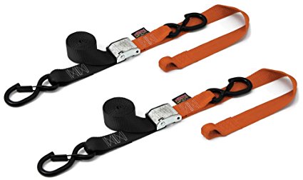 POWERTYE 29629-S Black/Orange 1-1/2" x 6' Soft-Tye Secure Latch Tie-Down with Integrated Soft Hook and Cam Buckle