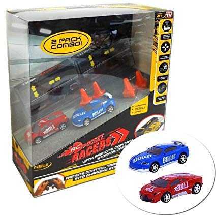 As Seen on TV RC - Pocket Racers With Remote Control Storage Case Micro Race Cars Vehicle - 2 PACK COMBO